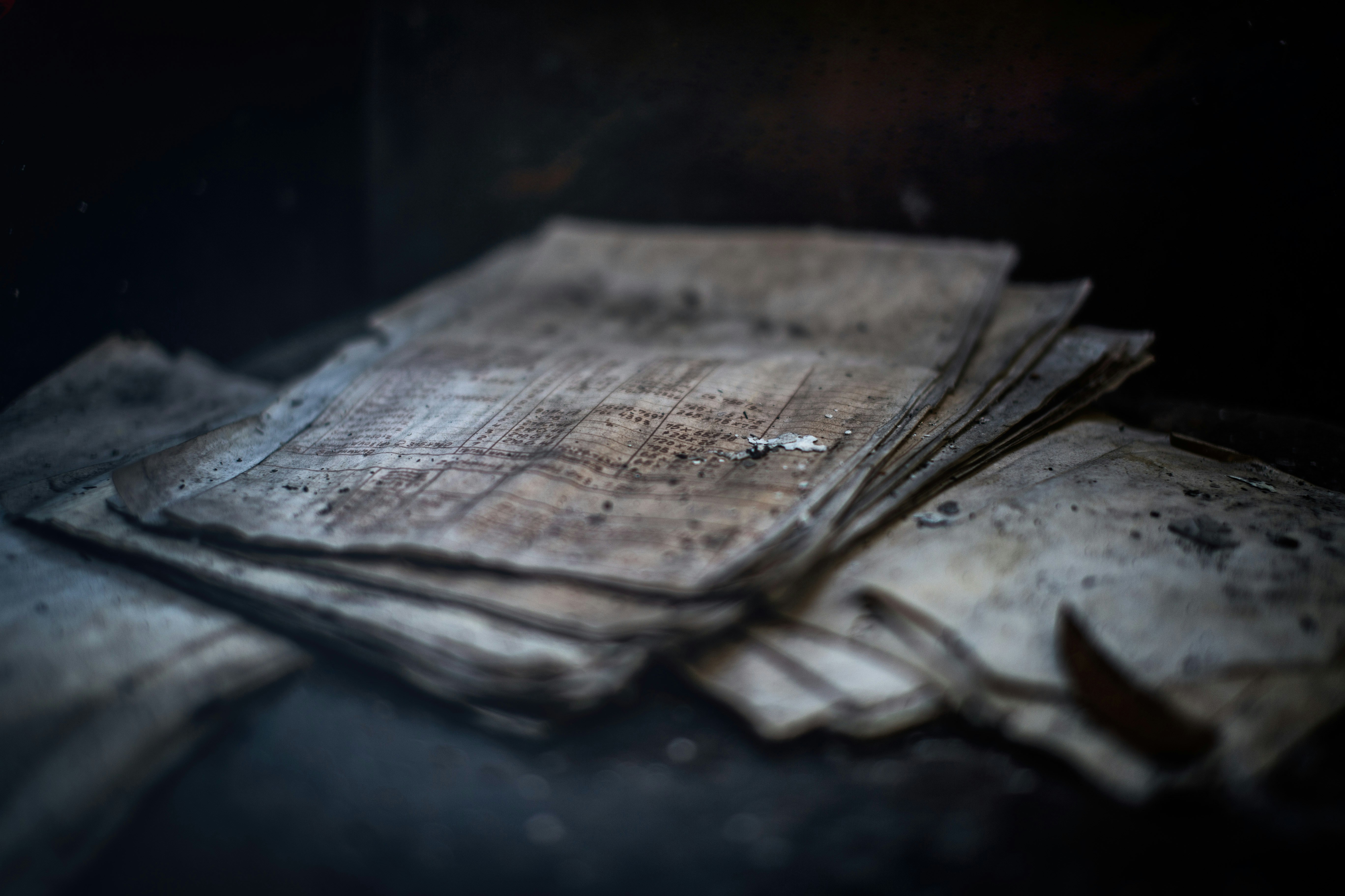 Old faded paper documents — showing how paper deteriorates over time