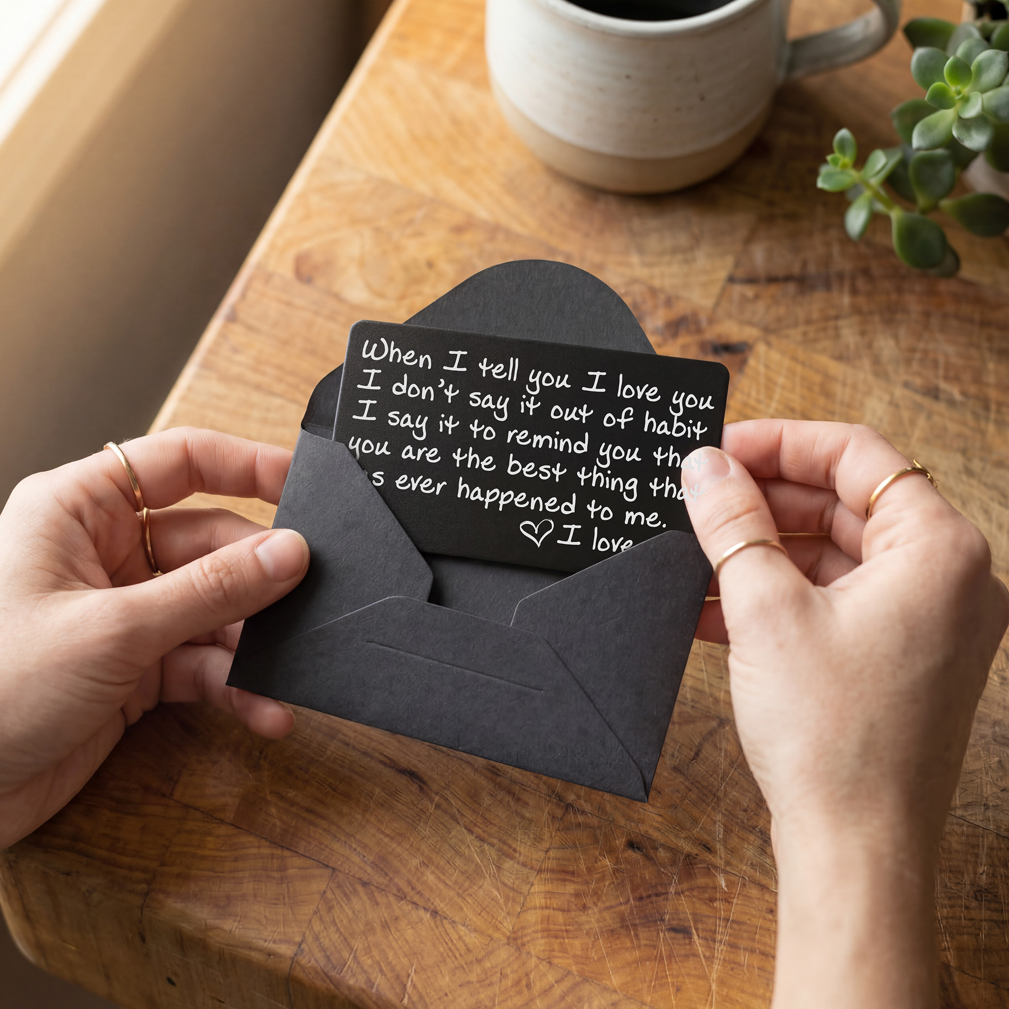 Photo wallet card — memorial keepsake with handwriting or photo