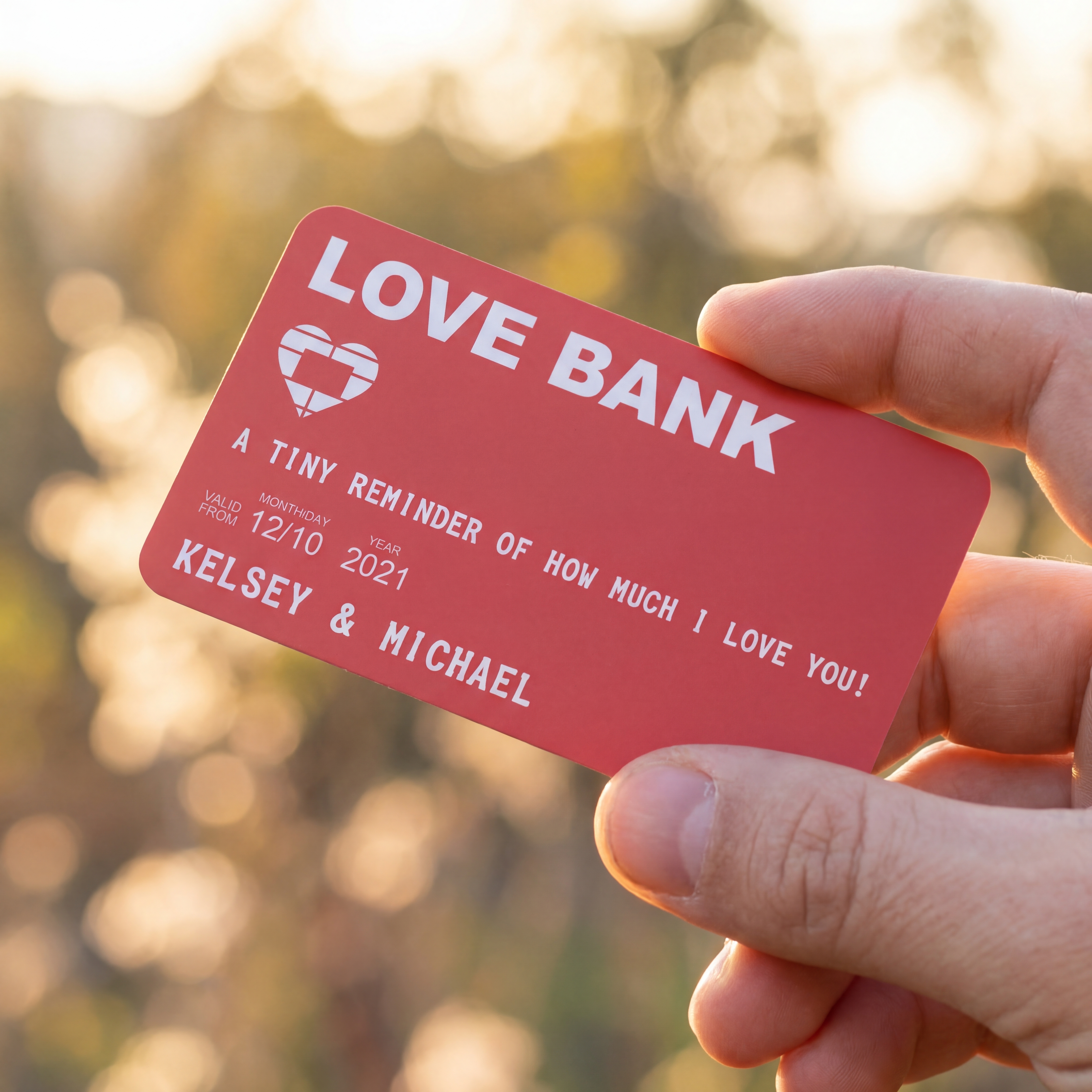 Engraved wallet love note — permanent message on metal