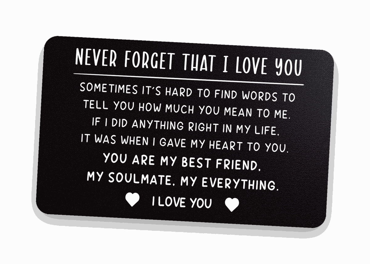 Love Note engraved wallet card — wedding gift