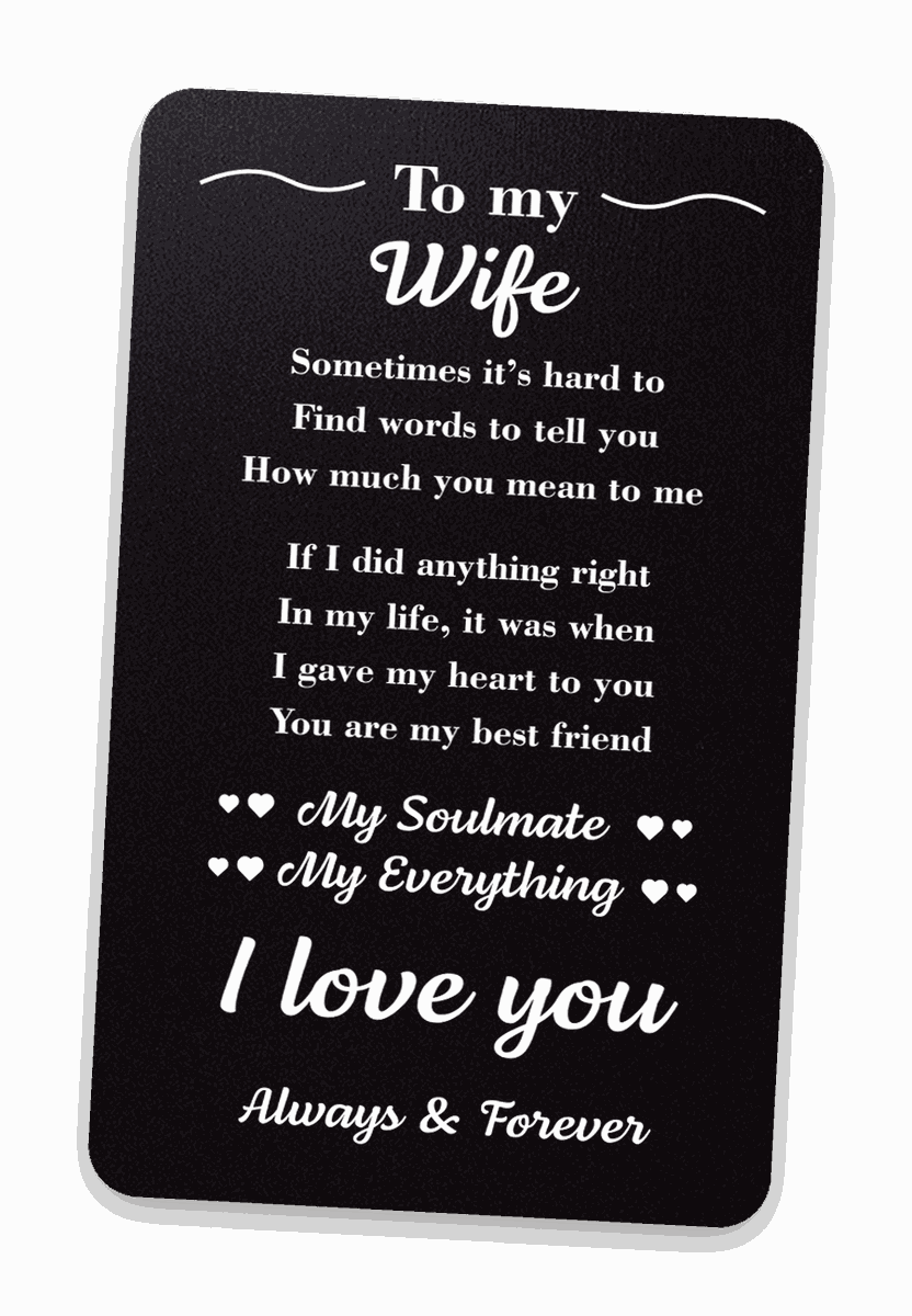 To My Wife engraved wallet card