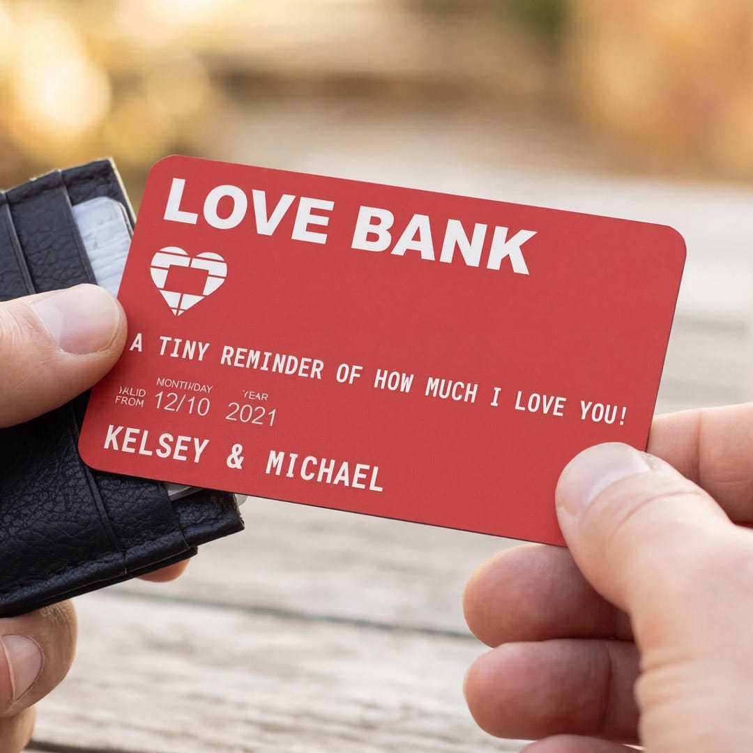 Photo wallet card with custom engraving