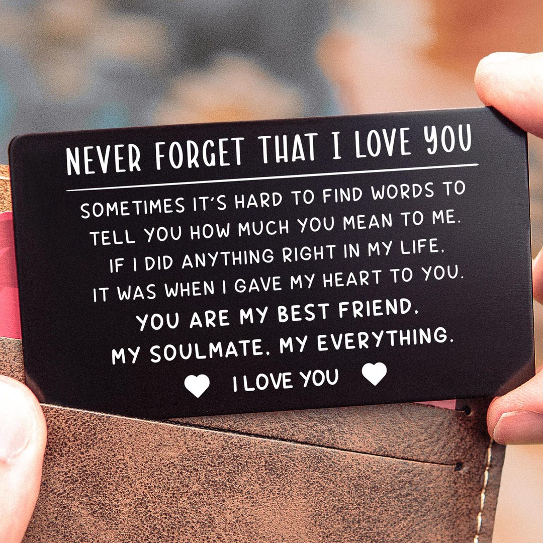 Love Note engraved wallet card — wedding gift