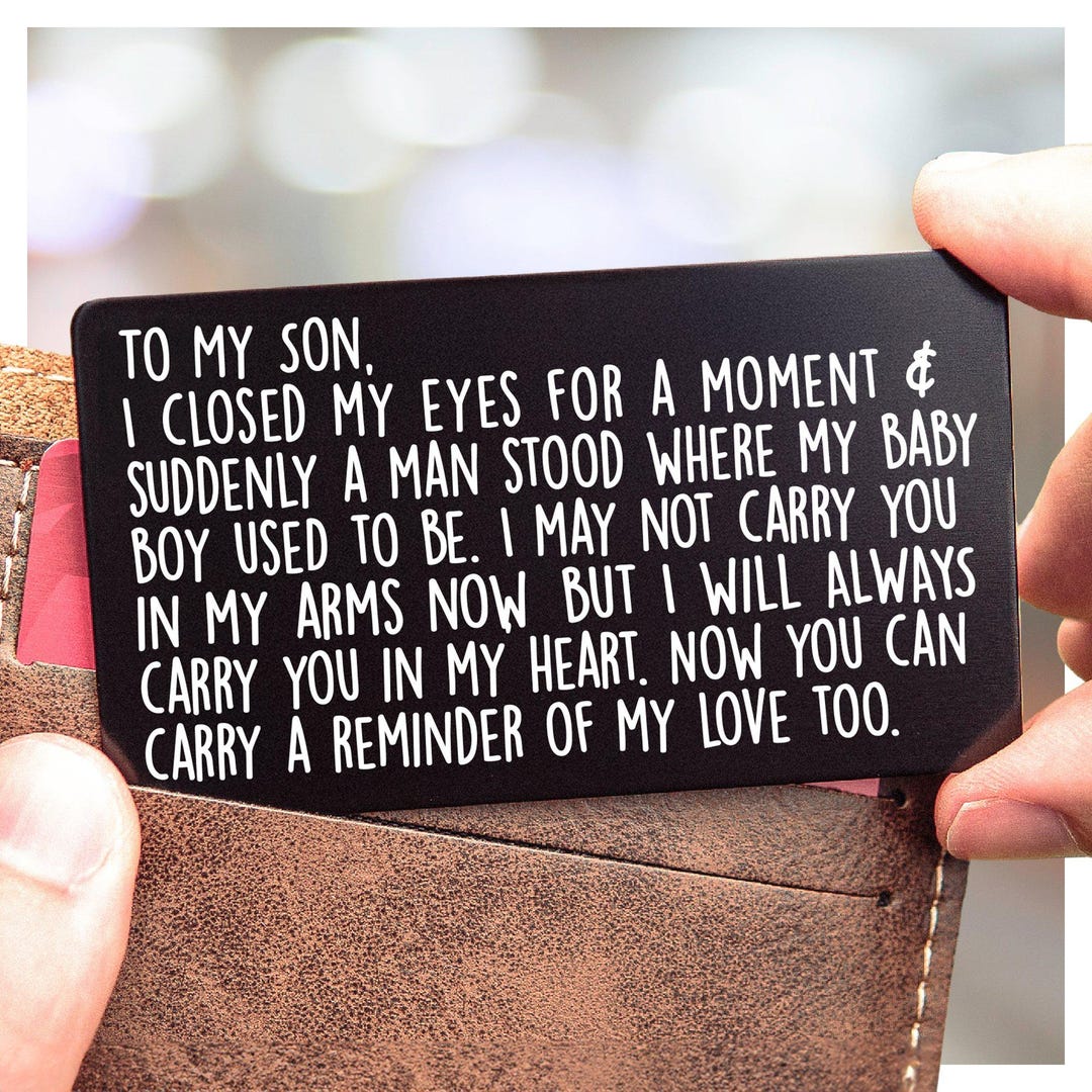 To My Son engraved wallet card for graduation